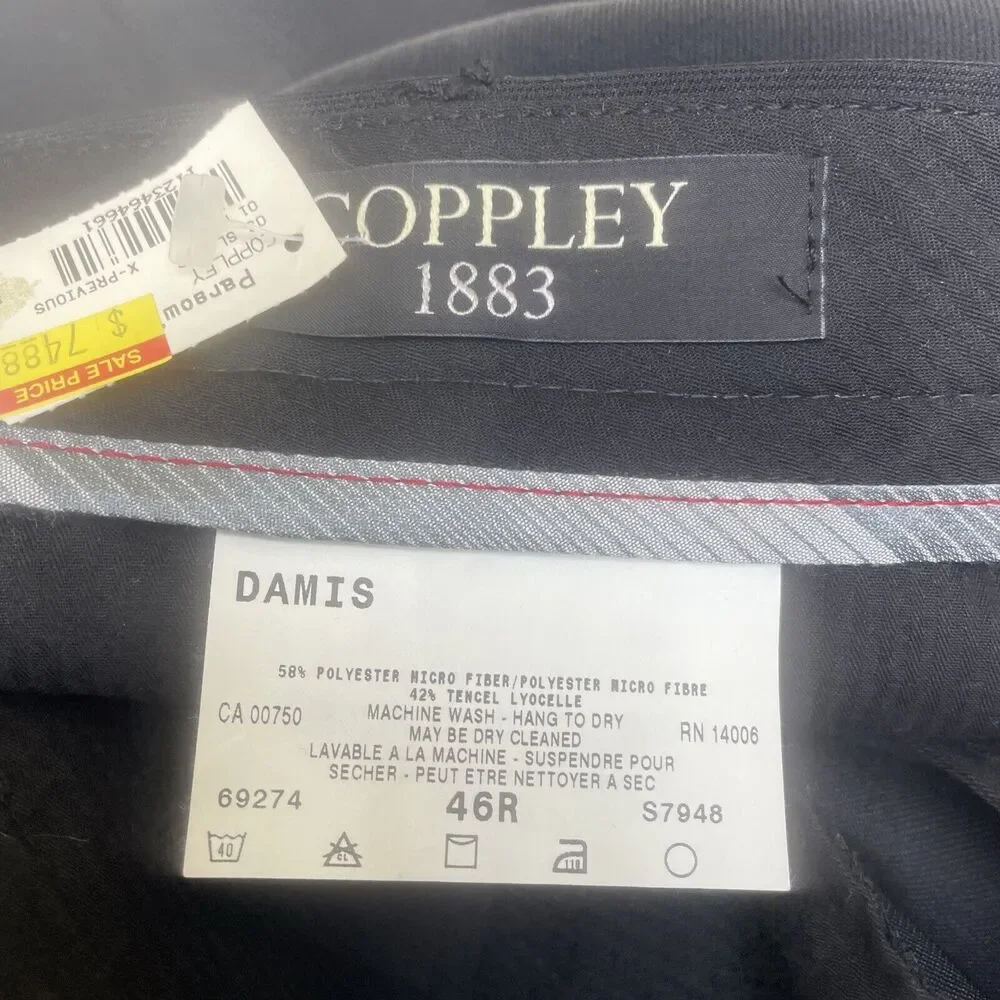 New Mens Coppley Dreamweave Slacks Damis Black Textured Unhemmed 46 Regular